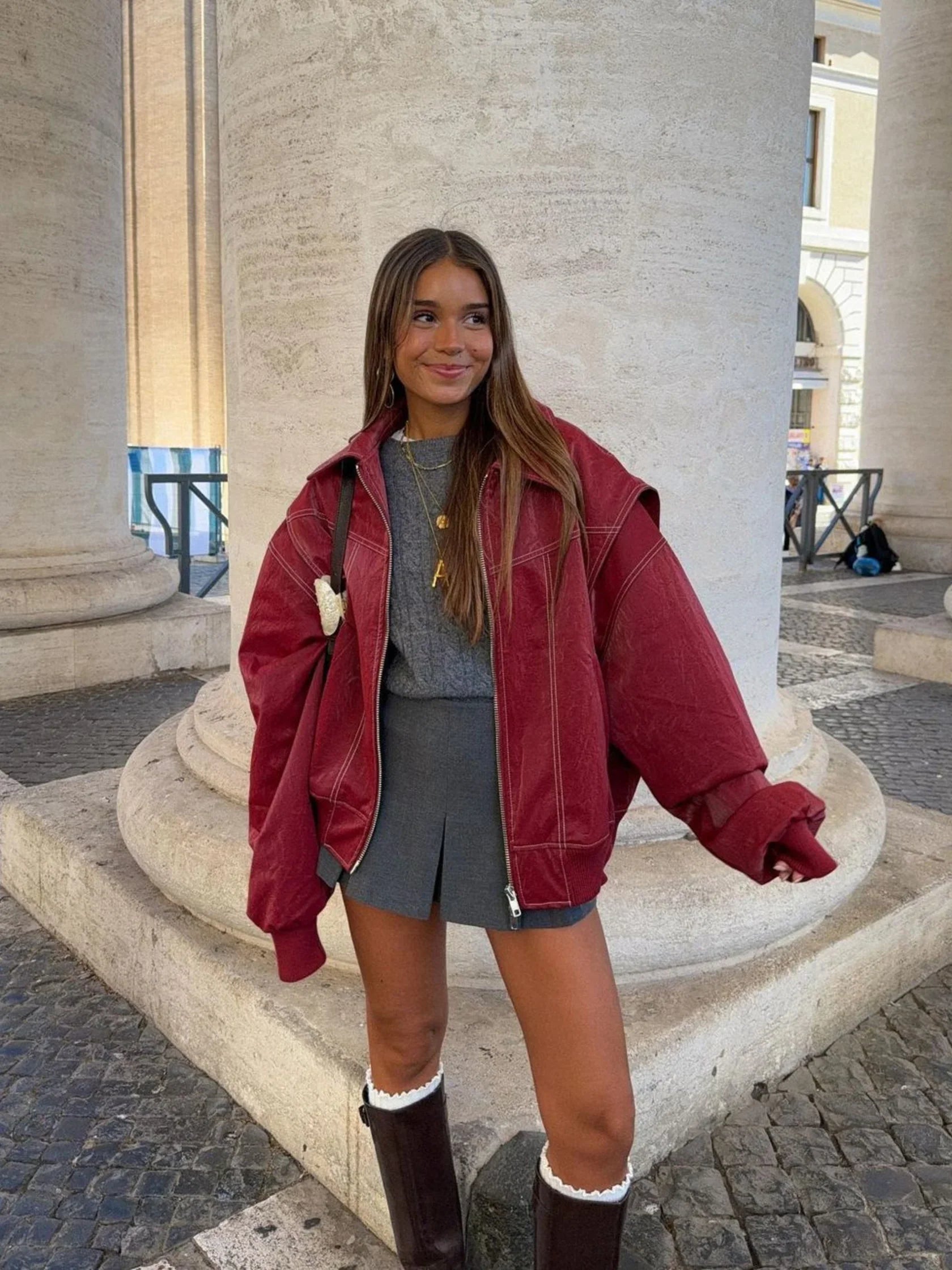 Giacca in pelle oversized